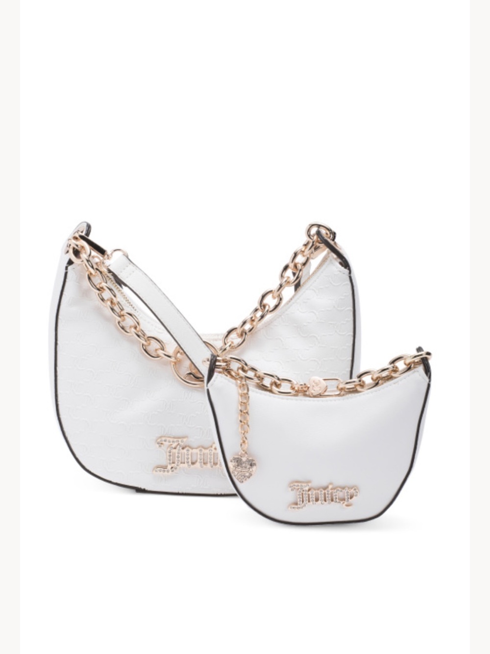 NWT Juicy Couture Cream Hobo & Mini Crossbody Set with Gold Chain (NIB) - Picture 2 of 4
